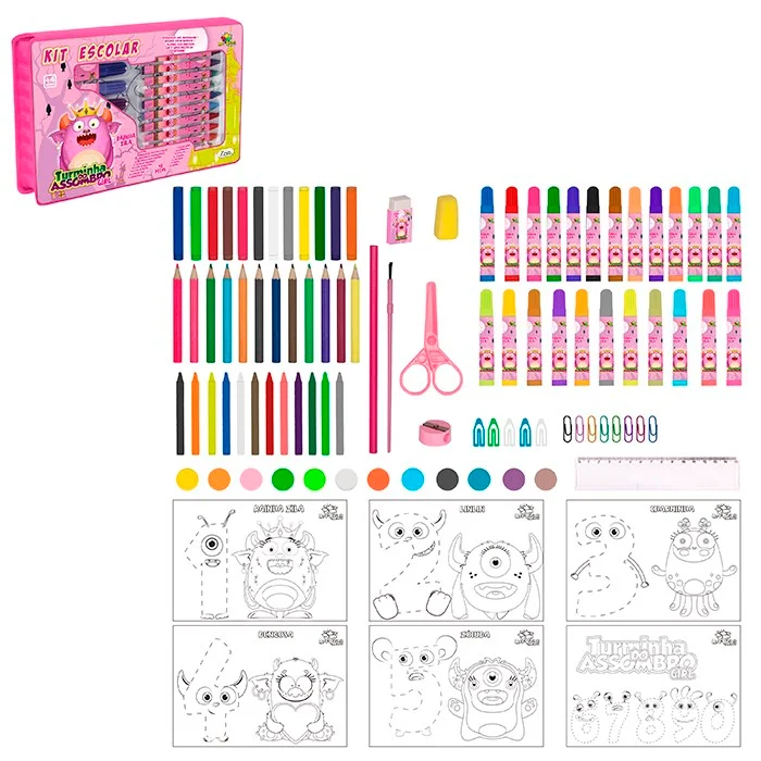 Kit Escolar Zein Maleta 94pcs Menina