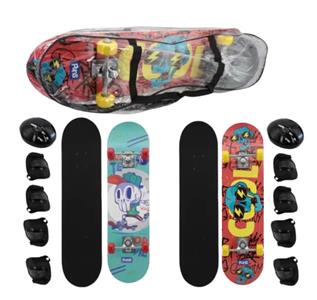 SKATE RADICAL WELLMIX C/ KIT PROTECAO SKULL  WB10062