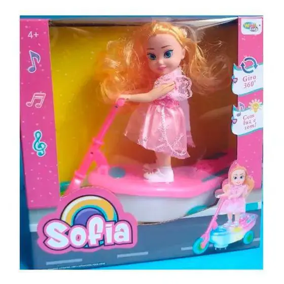 Boneca Sofia Patinete Wellmix Wb7758